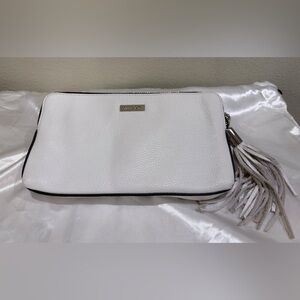 Milly White Pebbled Small Leather Clutch